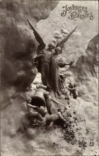 Künstler Ak Mastroianni, Domenico, Glückwunsch Ostern, Engel, Glocken