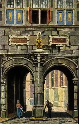 Künstler Ak Gerstenhauer, Johann, Amtsgebäude, Wappen