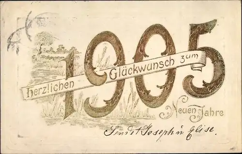 Präge Ak Glückwunsch Neujahr 1905, Herzlicher Glückwunsch