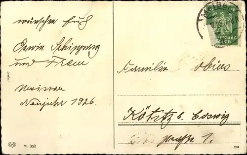 Ak Glückwunsch Neujahr, Junge und Mädchen mit einem Schlitten