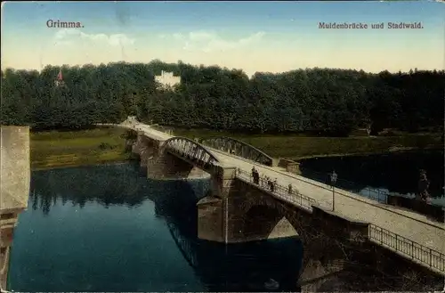 Ak Grimma in Sachsen, Muldenbrücke am Stadtwald