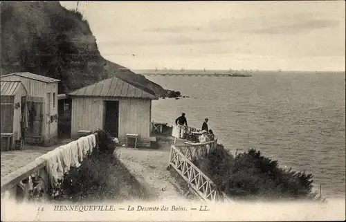 Ak Hennequeville Calvados, La Descente des Bains