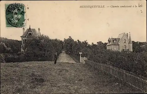 Ak Hennequeville Calvados, Chemin conduisant a la Mer