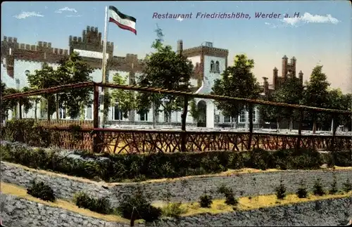 Ak Werder an der Havel, Restaurant und Aussichtsturm Friedrichshöhe, Bes. Friedrich Schmahlfeldt