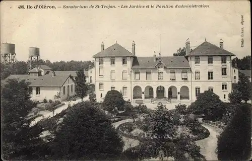 Ak Saint Trojan les Bains Ile d’Oléron Charente Maritime, Sanatorium, Les Jardins et le Pavillon