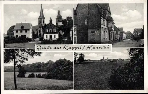 Ak Cappel Kappel im Hunsrück, Teilansicht, Kirche, Gasthof