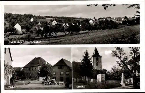 Ak Kälbertshausen Hüffenhardt, Totale, Denkmal, Straßenpartie, Kirche