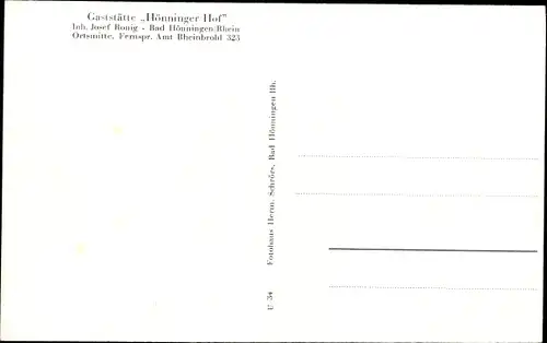 Ak Bad Hönningen am Rhein, Gaststätte Hönninger Hof, Aussen- und Innenansicht, Teilansicht