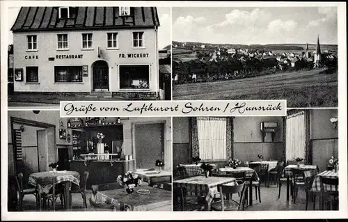 Ak Sohren im Hunsrück, Café Restaurant Fritz Wickert, Aussen- und Innenansicht, Ort