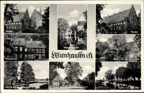 Ak Wienhausen Niedersachsen, Kloster, Wassermühle, Partie an der Aller, Klosterhof