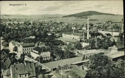 Ak Ebersbach Neugersdorf in der Lausitz, Teilansicht, Vogelschau