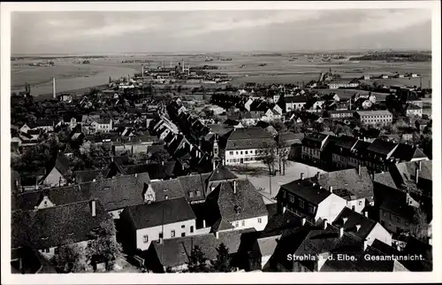 Ak Strehla an der Elbe Sachsen, Teilansicht, Vogelschau