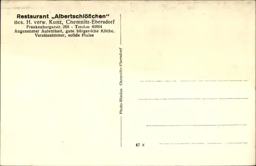 Ak Ebersdorf in Chemnitz Sachsen, Restaurant Albertschlößchen