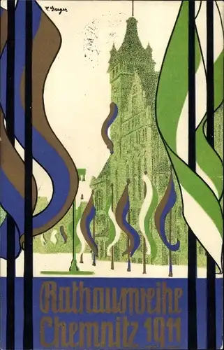Künstler Ak Chemnitz in Sachsen, Rathausweihe 1911