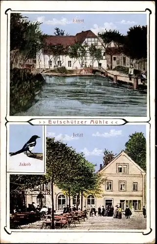 Ak Eutschütz Bannewitz Sachsen, Mühle, im historischen Vergleich, Elster Jakob