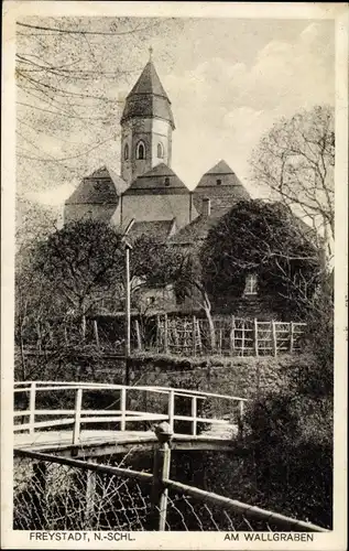 Ak Kożuchów Freystadt Niederschlesien, Am Wallgraben, Kirche