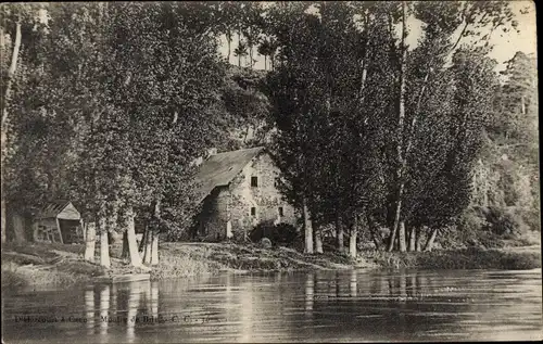 Ak Calvados Frankreich, Uferpartie, Fluss, Bäume