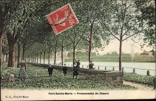 Ak Port Sainte Marie Lot et Garonne, Promenade du Desert