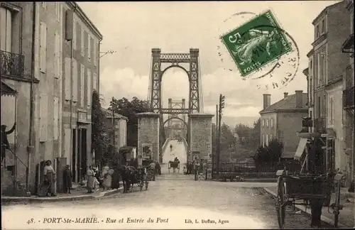 Ak Port Ste Marie Lot et Garonne, Rue et Entree du Port