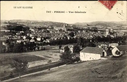 Ak Figeac Lot, Vue generale