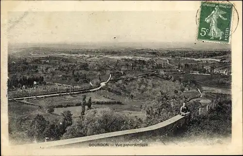 Ak Gourdon Lot, Vue panoramique