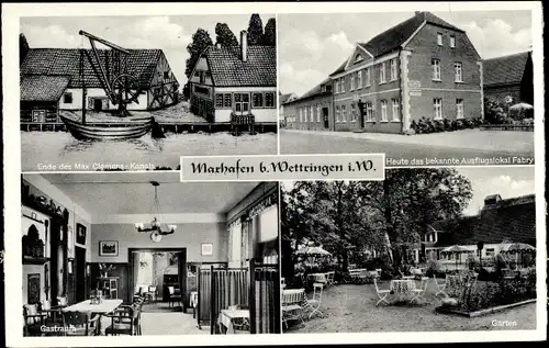 Ak Maxhafen Wettringen im Münsterland, Gasthaus Fabry, Gastraum, Garten