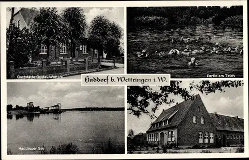 Ak Haddorf Wettringen in Westfalen, Teichpartie, Schule, Haddruper See, Gasthof