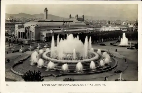 Ak Barcelona Katalonien Spanien, Internationale Ausstellung 1929, Brunnen