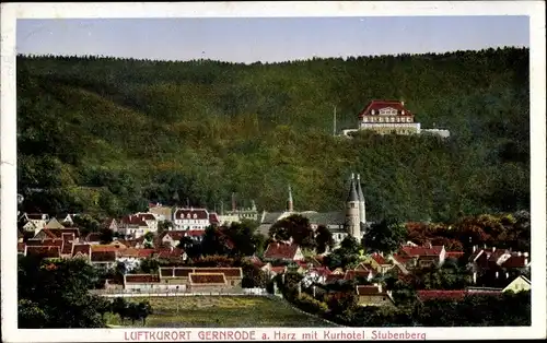 Ak Gernrode Quedlinburg im Harz, Panorama, Kurhotel Stubenberg
