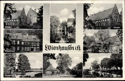 Ak Wienhausen Niedersachsen, Partie im Mühlengrund, Kloster, Klosterhof, Partie mit Bootshaus