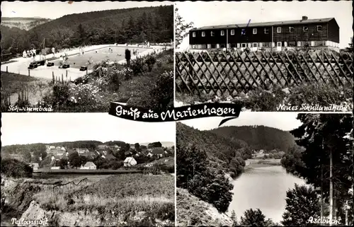 Ak Marienhagen Vöhl Hessen, Neues Schullandheim, Schwimmbad, Teilansicht