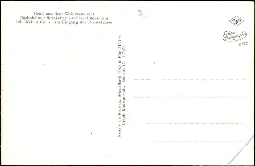 Ak Rüdesheim am Rhein in Hessen, Bergkeller Graf von Rüdesheim