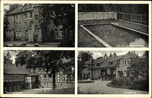 Ak Tiefenbrunn Rosdorf Niedersachsen, Landes Sanatorium Rasemühle, Schwimmbad, Verwaltung