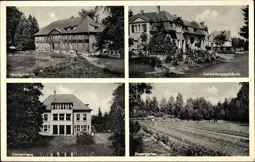 Ak Tiefenbrunn Rosdorf Niedersachsen, Landessanatorium Rasemühle, Rosengarten, Sonnenhaus