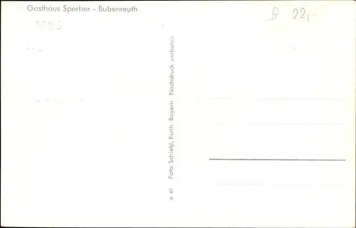 Ak Bubenreuth Mittelfranken, Gasthaus Sperber, Blick auf den Ort, Exkneipe der Bubenruthia