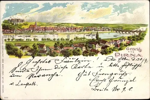 Litho Pirna an der Elbe, Panorama