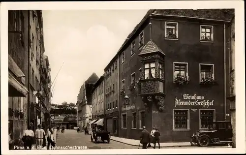 Ak Pirna an der Elbe, Dohnaschestraße, Weinhaus Alexander Gröschel