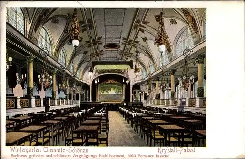Ak Schönau Chemnitz in Sachsen, Wintergarten, Krystall Palast