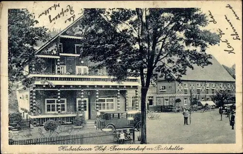 Ak Herold Thum im Erzgebirge Sachsen, Huberbauer Hof, Fremndenhof mit Ratskeller