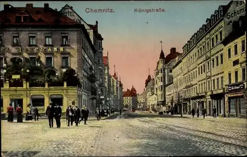 Ak Chemnitz in Sachsen, Königstraße, Hotel Hehrmann