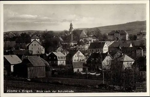 Ak Zöblitz Marienberg im Erzgebirge, Blick nach Schulstraße