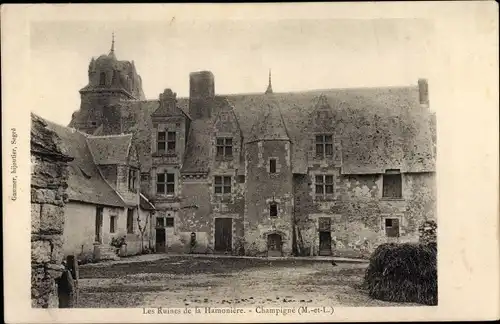 Ak Champigné Maine-et-Loire, Les Ruines de la Hamoniere