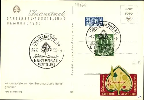 Ak Hamburg Mitte, Internationale Gartenbauausstellung 1953, Wasserspiele