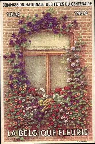 Künstler Ak La Belgique Fleurie, Fleurissez vos Fenêtre, Commission Nationale, Fêtes du Centenaire