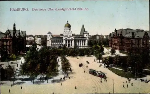 Ak Hamburg Mitte Altstadt, neues Oberlandesgericht, Tram