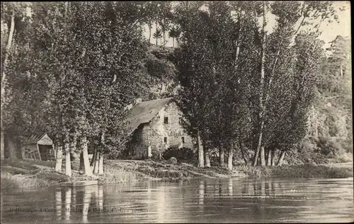 Ak Calvados Frankreich, Uferpartie, Fluss, Bäume