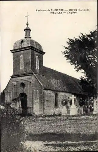 Ak Saint Pierre sur Dives Calvados, Heville, L'Eglise