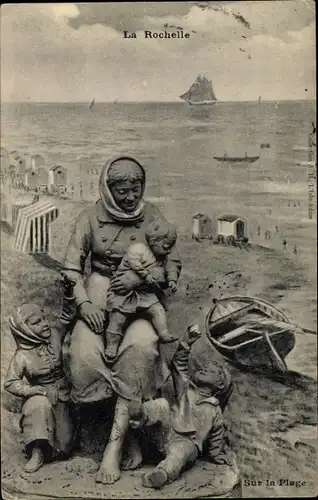 Ak La Rochelle Charente Maritime, Denkmal am Strand