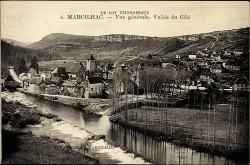 Ak Marcilhac Lot, Vue Generale, Vallee du Cele