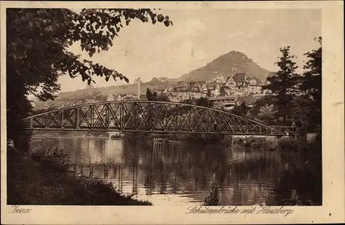 Ak Jena, Schützenbrücke mit Hausberg